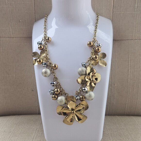 Bold Element Women Necklace Gold Tone Blossom Flower Statement Necklace - Picture 10 of 13